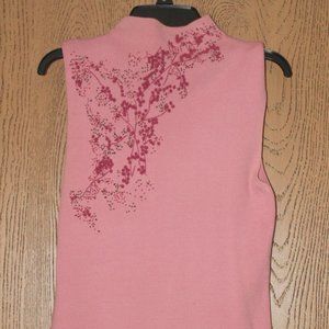 Pink knit shell (top) with beading and embroidery